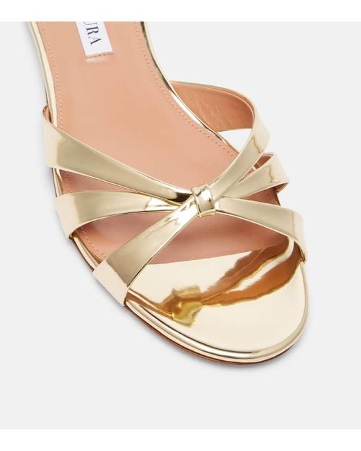 Aquazzura Natural Tati Mirrored Faux Leather Sandals