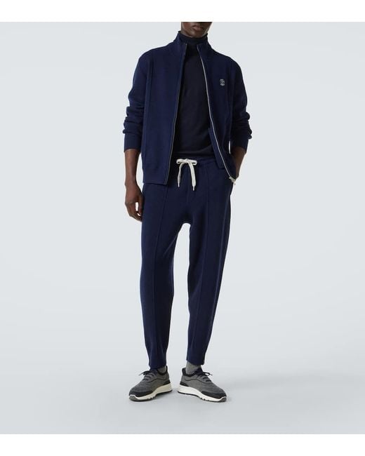 Brunello Cucinelli Sneakers Aus Strick in Blue für Herren