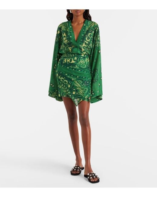 Vestido Corto Bandana De Muselina De Algodon The Attico de color Green