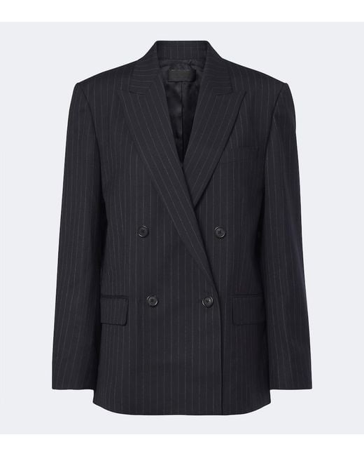 Nili Lotan Blue Leston Pinstriped Wool Blazer