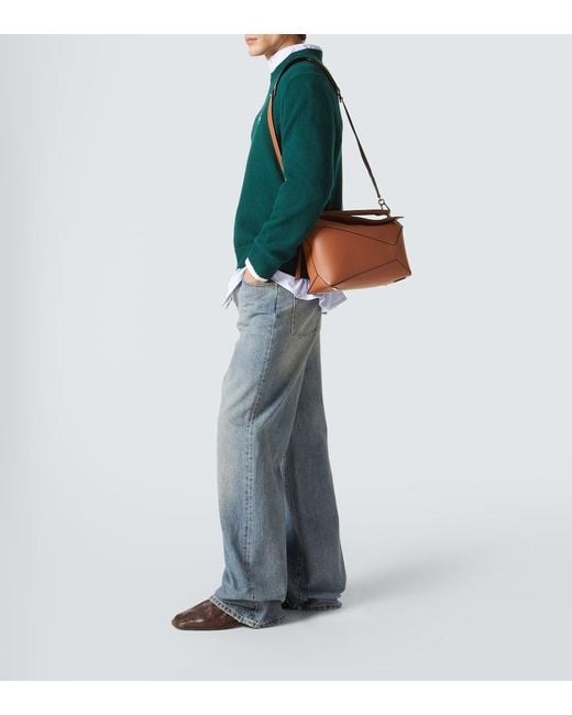 Loewe Brown Puzzle Small Leather Shoulder Bag for men
