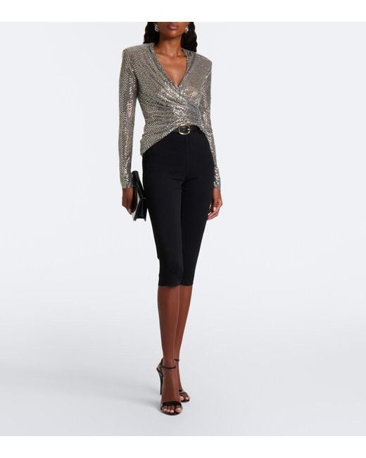 Self-Portrait Black Belted Knitted Capri Pants