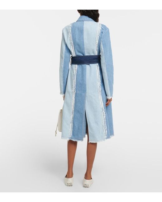 Tod's Blue Belted Denim Coat