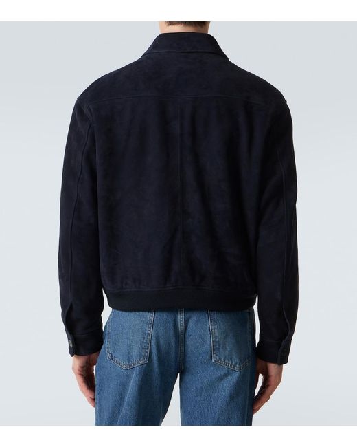 FRAME Blue Suede Blouson Jacket for men