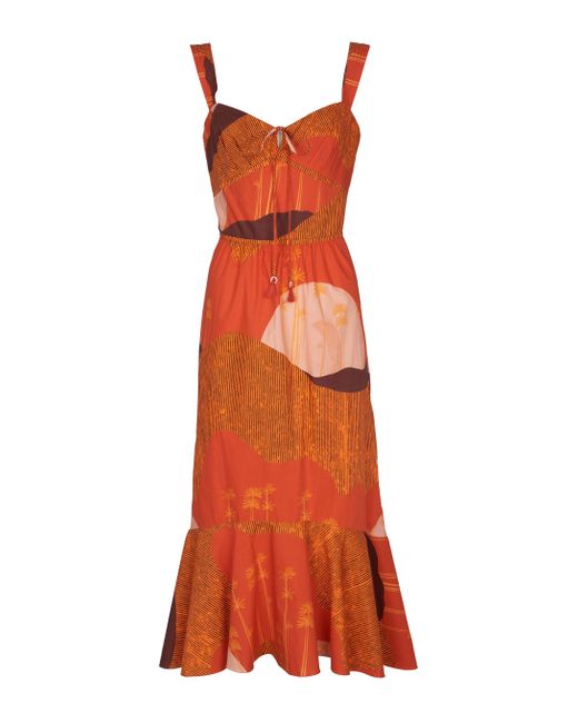Vestido midi Beloved Woman de algodón Johanna Ortiz de color Orange
