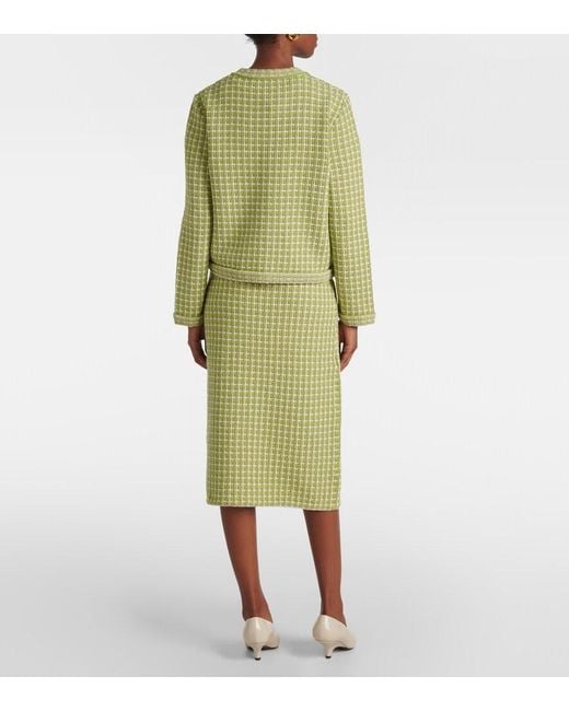 Tory Burch Green Knitted Checked Jacket