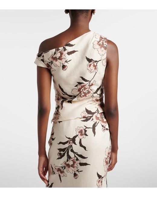 Sir Natural Floral Asymmetric Linen Top
