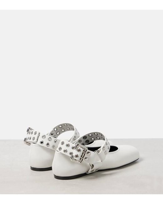 Alaïa White Biker Leather Ballet Flats