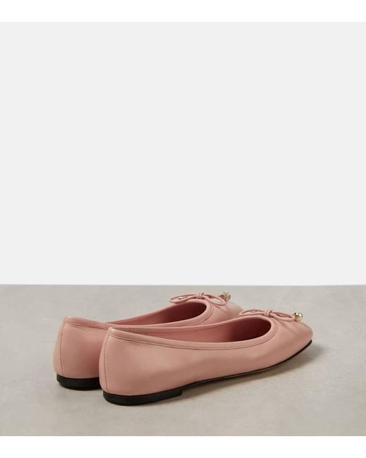 Jimmy Choo Pink Elme Leather Ballet Flats