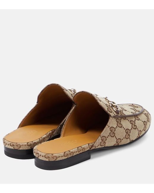 Gucci Natural Slippers Princetown GG aus Canvas