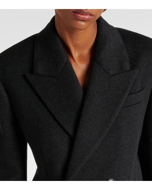 Saint Laurent Black Cashmere And Wool Felt Coat