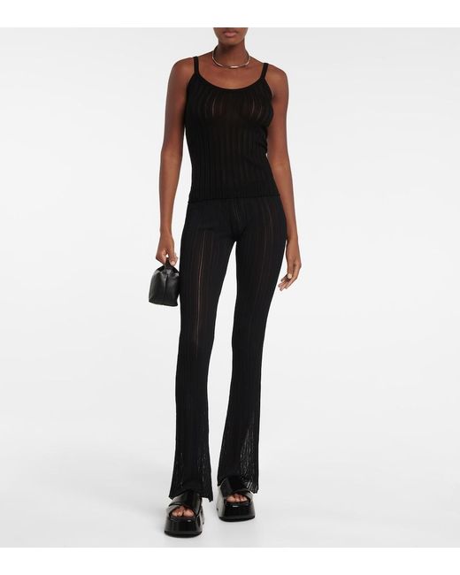 Petar Petrov Black Giulio Ribbed-Knit Flared Pants