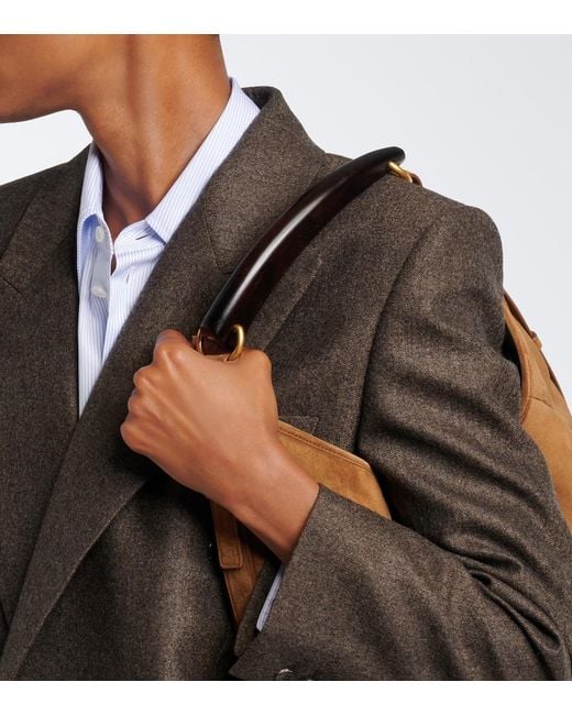 Saint Laurent Brown Mombasa Medium Suede Shoulder Bag