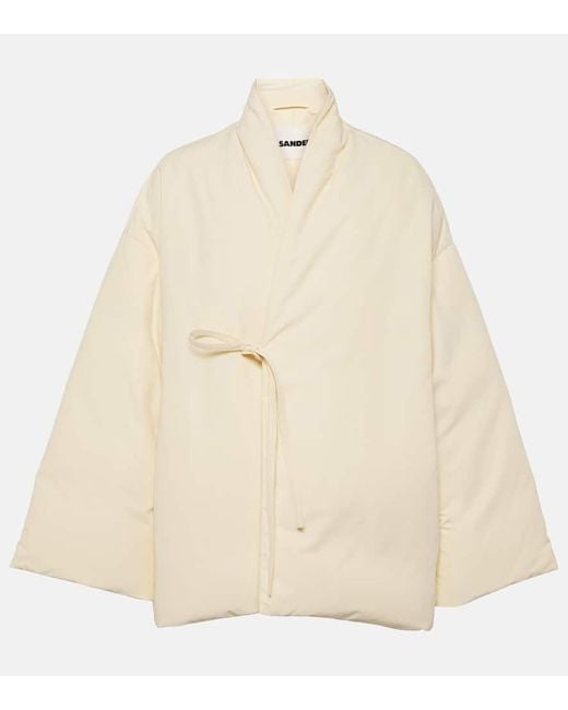 【関税＆送料込み】Jil Sander Beige Polyamide Down Jacket Jil Sander Tie-Detail Down Jacket in Natural | Lyst