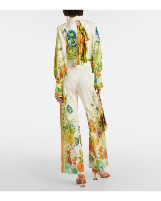 ALÉMAIS White Constance Floral Wide Trousers