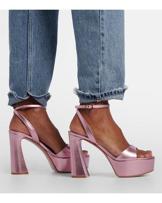 Gianvito Rossi Pink Nancy 110 Leather Platform Sandals