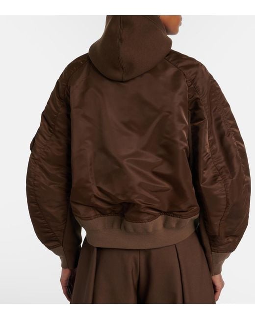 Sacai Brown Paneled Cotton-Blend Fleece Zip-Up Hoodie