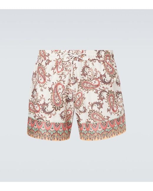 Etro Pink Paisley Swim Trunks for men