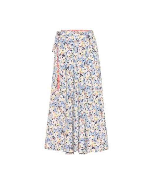 Polo Ralph Lauren Blue Reversible Floral Midi Skirt