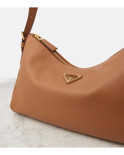 Prada Brown Aimee Large Leather Shoulder Bag