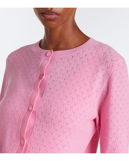 Eres Pink Sucrerie Pointelle Wool-Blend Cardigan
