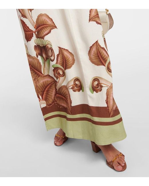 Adriana Degreas Natural Arisaema Printed Maxi Dress