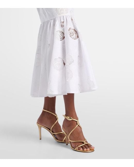 Self-Portrait White Halterneck Linen And Cotton Midi Dress