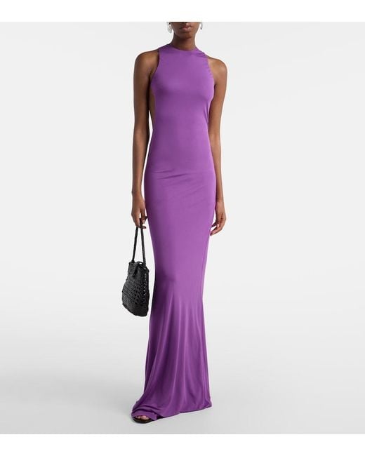 Robe Longue Maha A Dos Nu Et Perles De La Vali en coloris Purple