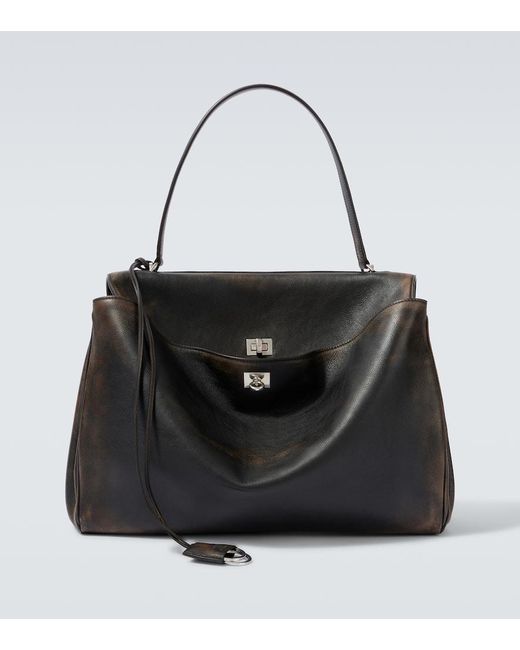 Bolso Rodeo Large De Piel Con Efecto Desgastado Balenciaga de hombre de color Black
