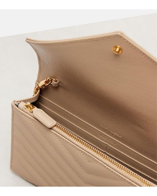 Saint Laurent Natural Cassandre Matelasse Leather Wallet On Chain
