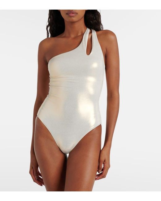 Melissa Odabash White Jamaica Metallic Swimsuit