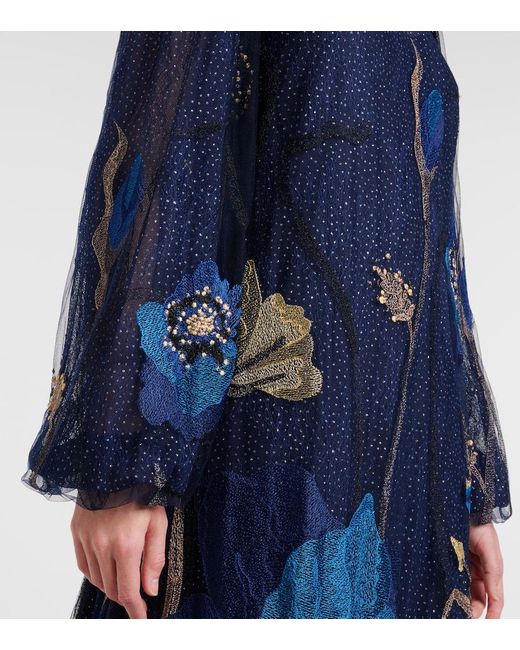 Costarellos Blue Kaftan Embr
