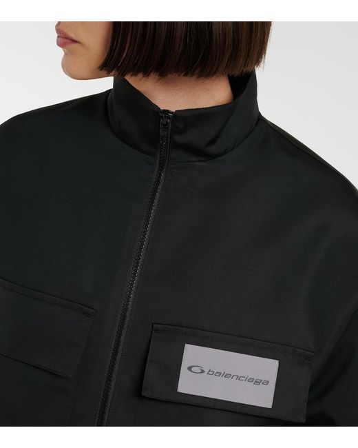 Balenciaga Black Cropped Technical Faille Track Jacket