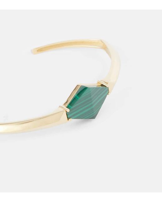 Aliita Green Armreif Deco Rombo Aus 9Kt Gelbgold Mit Malachit