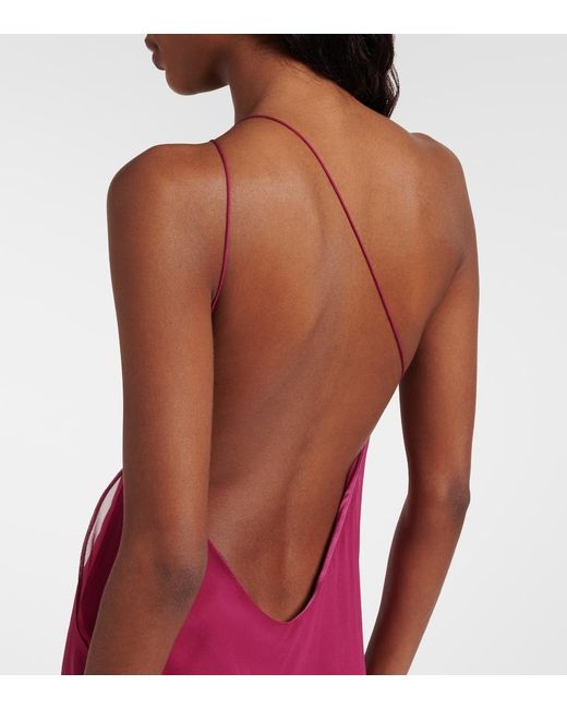 The Sei Pink One-Shoulder Ruffled Silk Gown