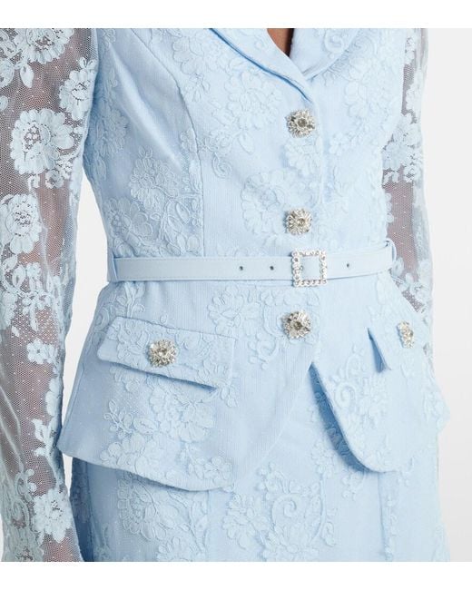 Self-Portrait Blue Lace Midi Dress