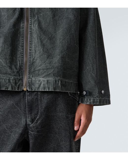 A.PRESSE Black Vintage Hooded Distressed Denim Jacket for men