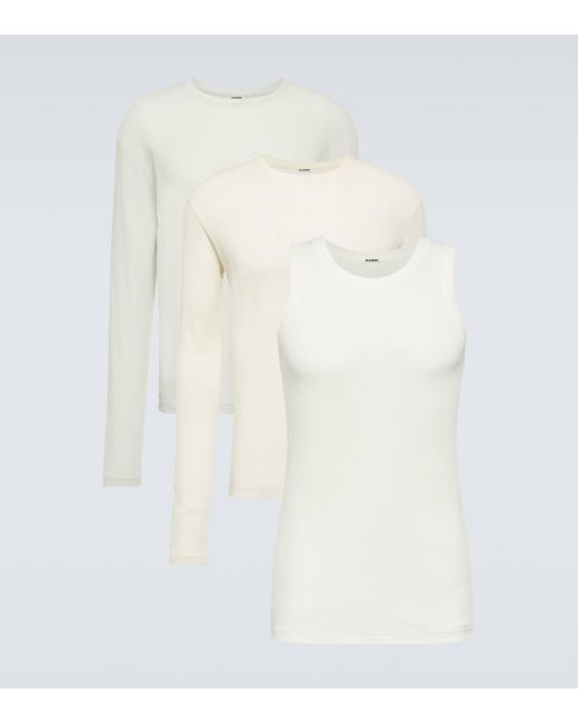 Jil Sander White Set Of 3 Cotton Jersey T-shirts for men