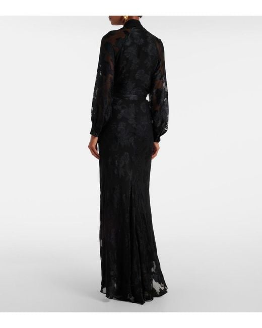 Etro Black Paisley Satin Maxi Skirt