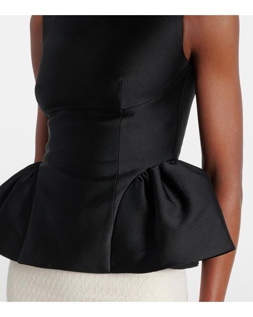 Roland Mouret Black Peplum Taffeta Top