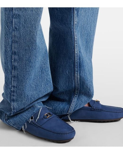 Tod's Blue Suede Loafers