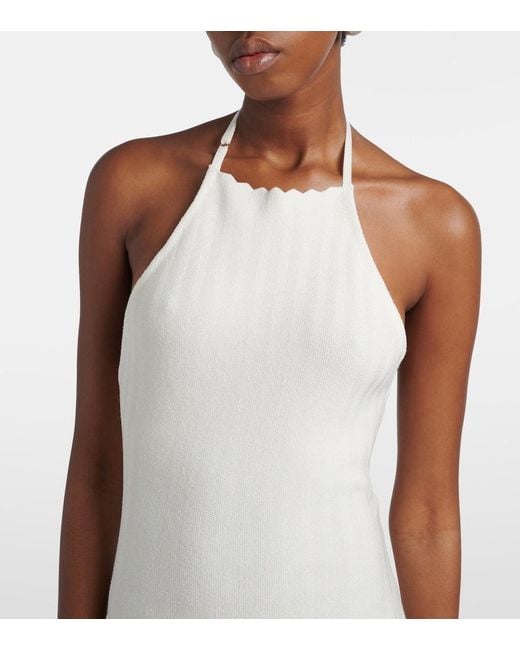 Jacquemus White Tablier Knitted Midi Dress