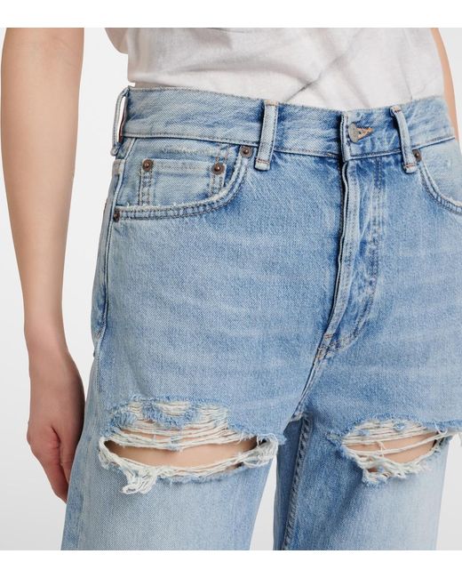 Acne Blue Distressed Straight Jeans