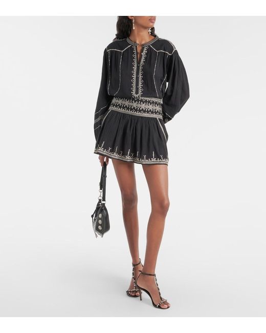 Isabel Marant Black Cotton Picadilia Mini Skirt