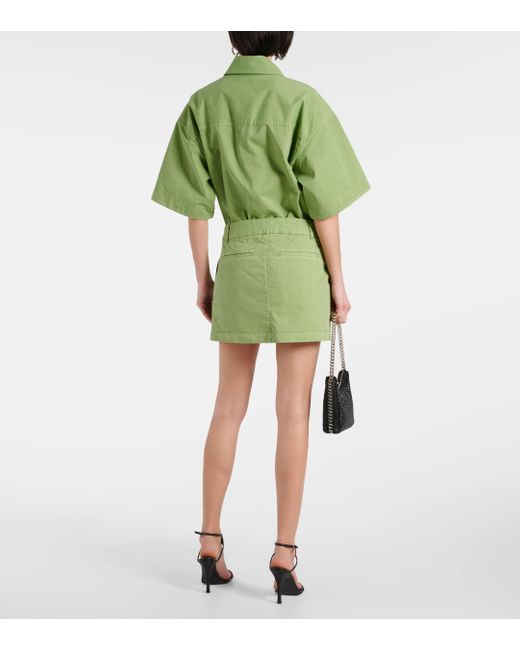 Stella McCartney Green Pleated Cotton Miniskirt