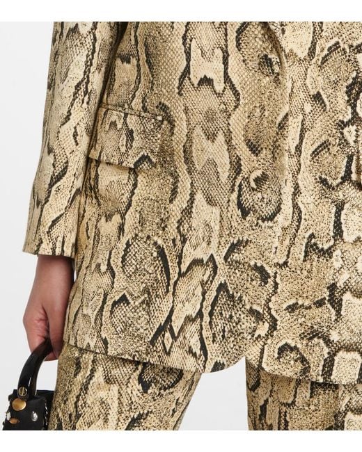 Dries Van Noten Natural Snake-Effect Jacquard Blazer