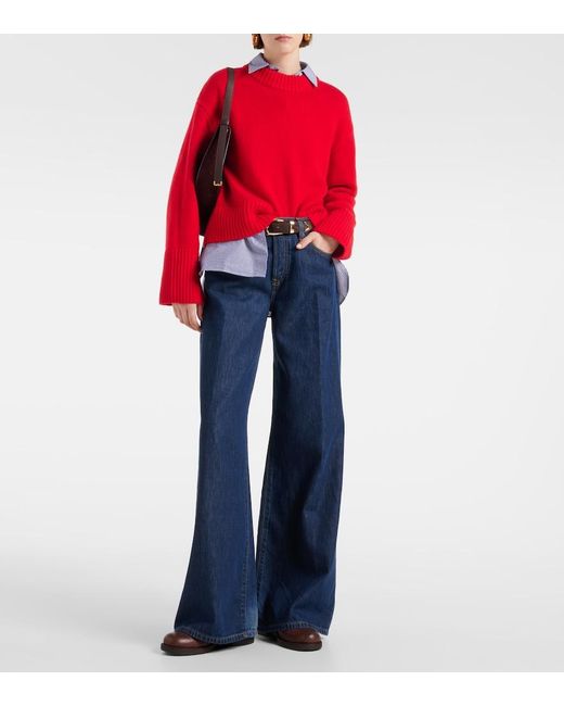 Re/done Blue Palazzo Mid-Rise Wide-Leg Jeans