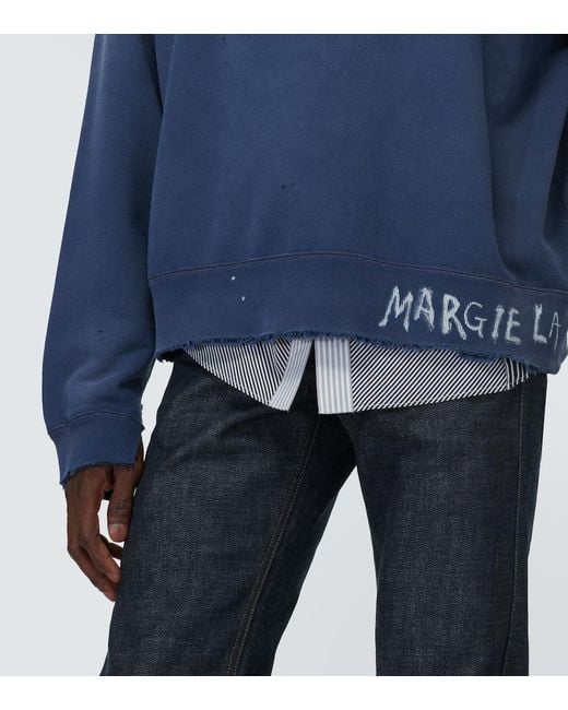Felpa in jersey di cotone con stampa di Maison Margiela in Blue da Uomo