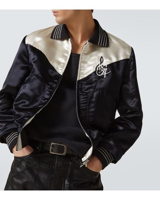 Amiri Blue Music Note Bomber Jacket for men