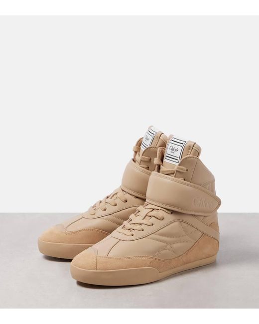 Baskets Kick En Cuir Et Daim Chloé en coloris Natural